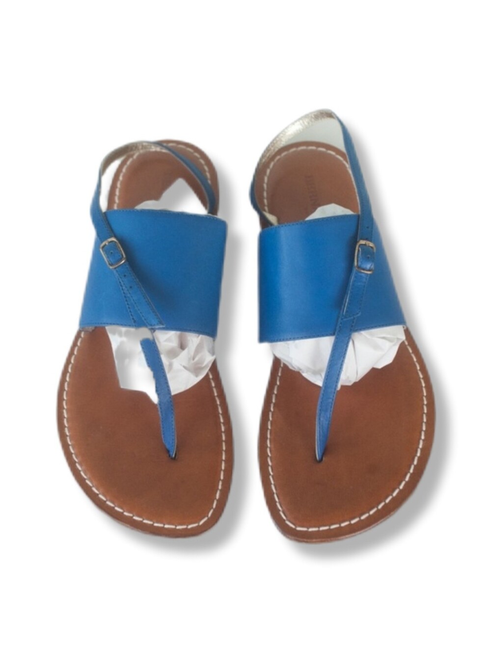 Bernardo 1946 Italy Blue Leather Madras Thong Casual Sandals